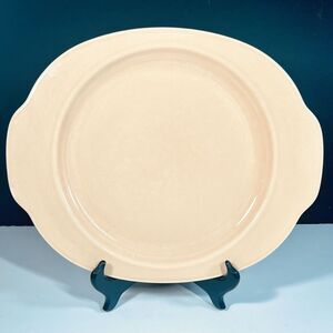 Vintage Universal Potteries Camwood Ivory Coral 13" Handled Serving Platter Oval
